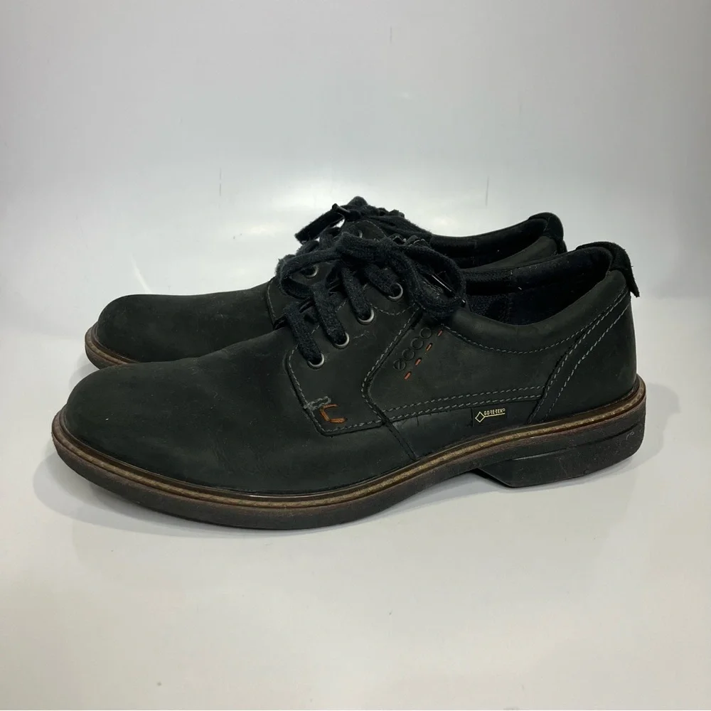 Ecco turn black Leather lace up dress shoes‎ men's size 42 business casual